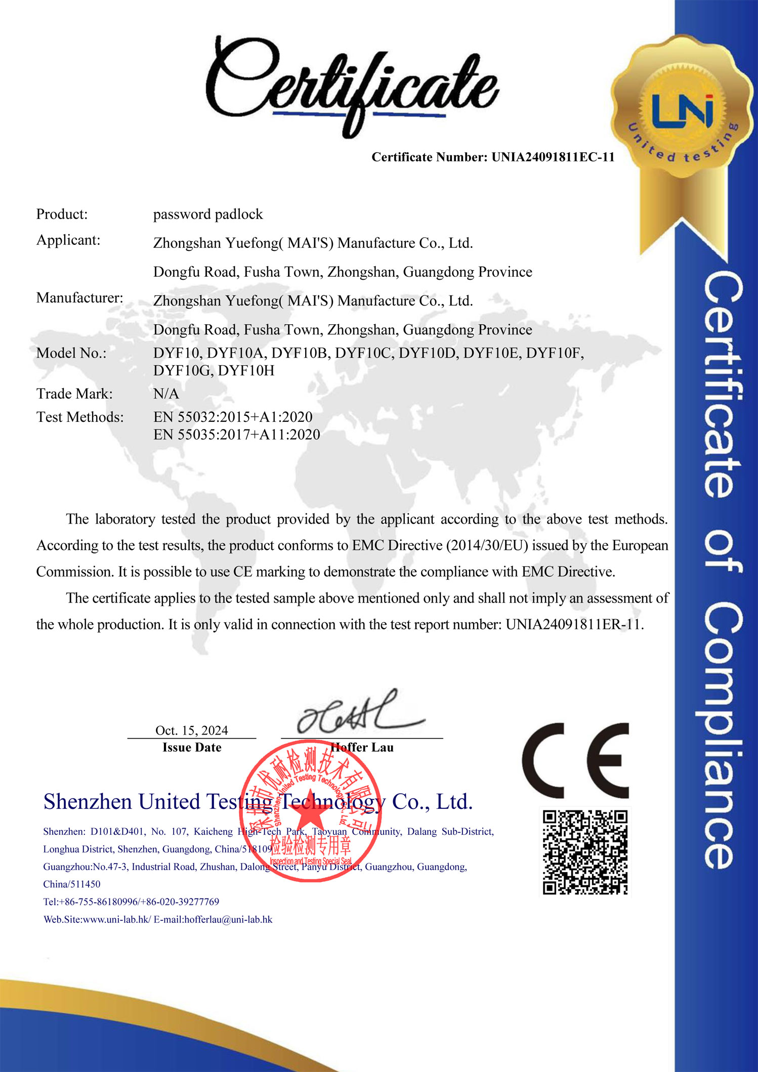 UNIA24091811EC-11-密码挂锁DYF10-粤丰麦氏-CE-EMC-Test-Certificate.jpg